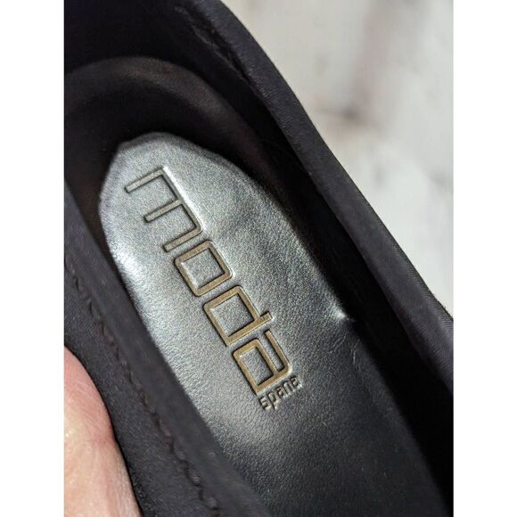 Moda Spana Women's Black Pull On Stretch Suede 3.5" Heel Ankle Boots Size 8M - Picture 2 of 9